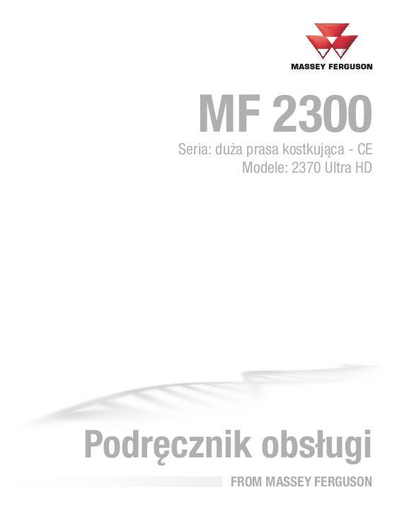 AGCO 2370 Ultra HD Baler (ultra high density, CE) Operator Manual 700742333D Polish