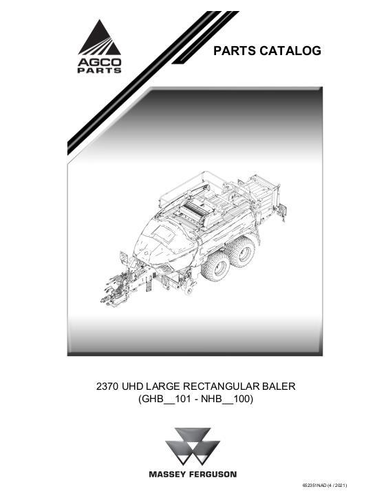 AGCO 2370 Ultra HD Baler (ultra high density, sn GHB__101 to NHB__100) Parts Book 652351NAD English