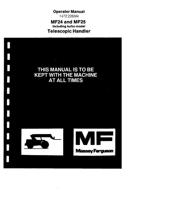 AGCO 24 25 Telescopic Handler Operator Manual 1472226M4 English