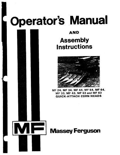 AGCO 24 33 34 43 44 62 63 64 82 83 Corn Head Operator Manual 690929M11 English