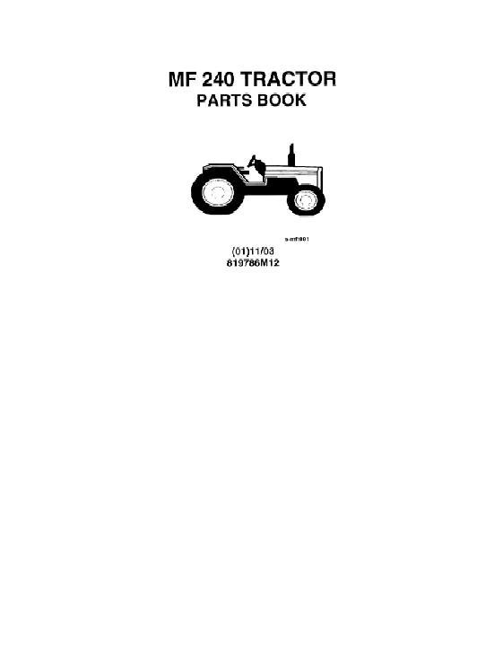 AGCO 240 Tractor (eff sn A20287) Parts Book 819786M12 Multiple
