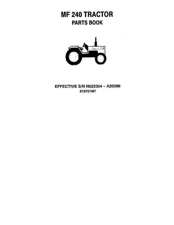AGCO 240 Tractor (sn 522354 to A20286) Parts Book 819701M7 Multiple