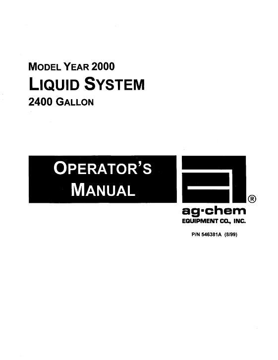 AGCO 2400 Gallon TerraGator (liquid system, 2000) Operator Manual AG546381A English