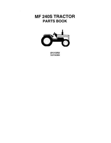 AGCO 240S Tractor (prior to Dec 2002) Parts Book 1637303M4 English