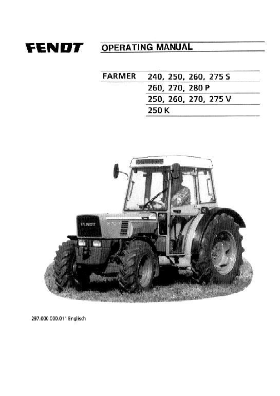 AGCO 240S to 275S, 260P to 280P, 250V to 275V, 250K (prior to sn 7001) Operator Manual 72414954 English