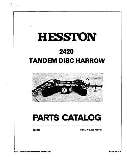 AGCO 2420 Disc Harrow (tandem) Parts Book 700702769 English