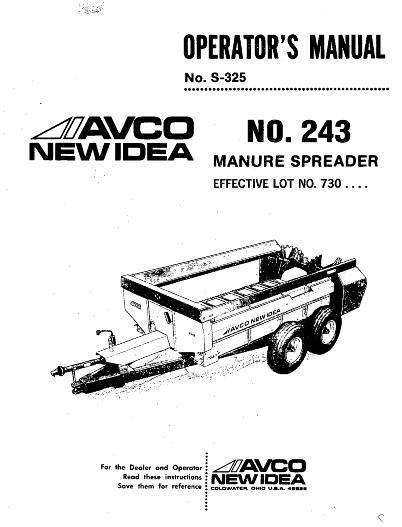 AGCO 243 Manure Spreader Operator Manual 986126 English