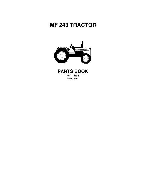 AGCO 243 Tractor Parts Book 819915M4 English