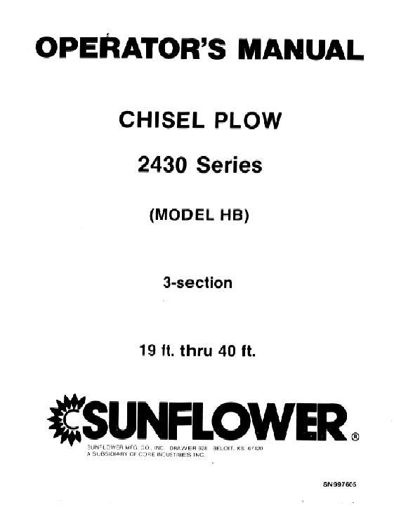 AGCO 2430 Chisel Plow Operator Manual SN997605 English