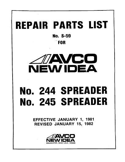 AGCO 244 245 Manure Spreader Parts Book 986074 English