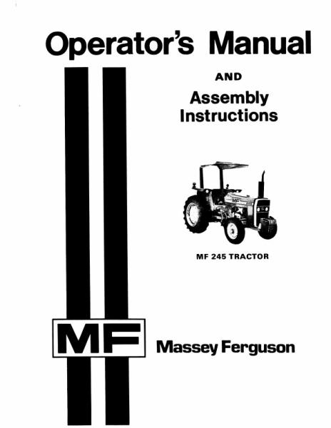 AGCO 245 Tractor (std clearance, prior sn 9A349200) Operator Manual 1448380M6 English