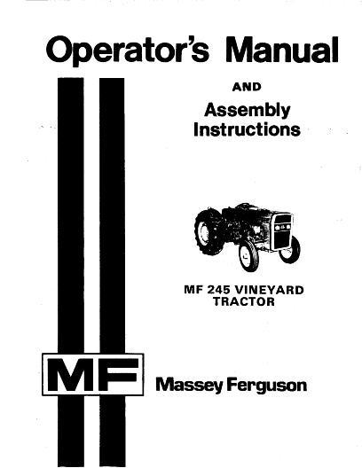 AGCO 245 Vineyard Tractor (narrow, prior sn 9A349200) Operator Manual 1448502M1 English