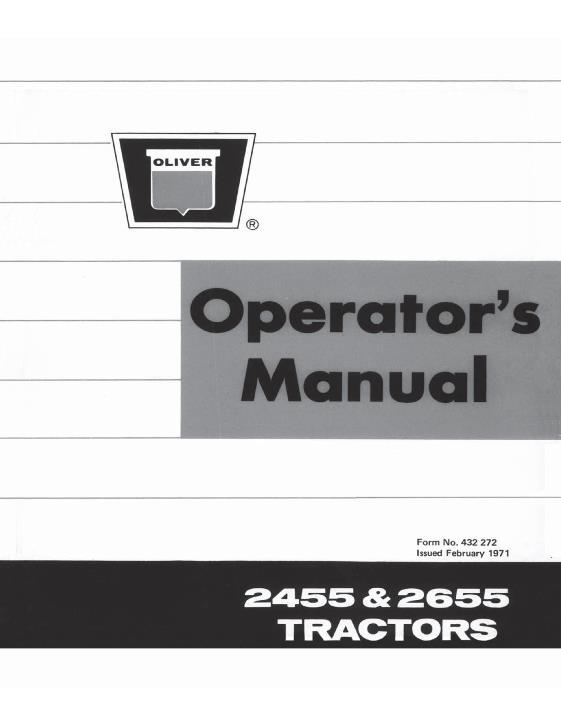 AGCO 2455 2655 Tractor Operator Manual 432272 English