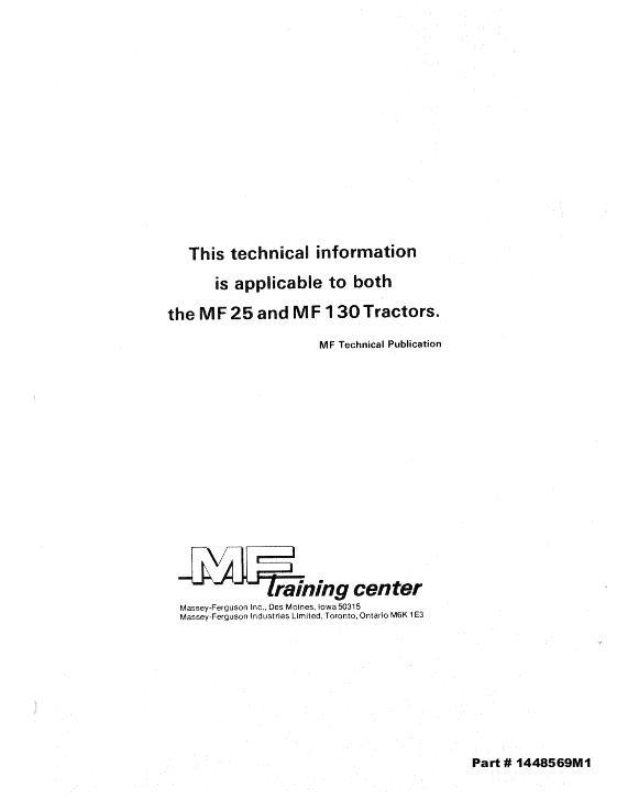 AGCO 25 130 Tractor Service Manual 1448569M1 English