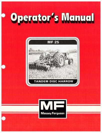 AGCO 25 Disc Harrow (tandem) Operator Manual 690400M7 English