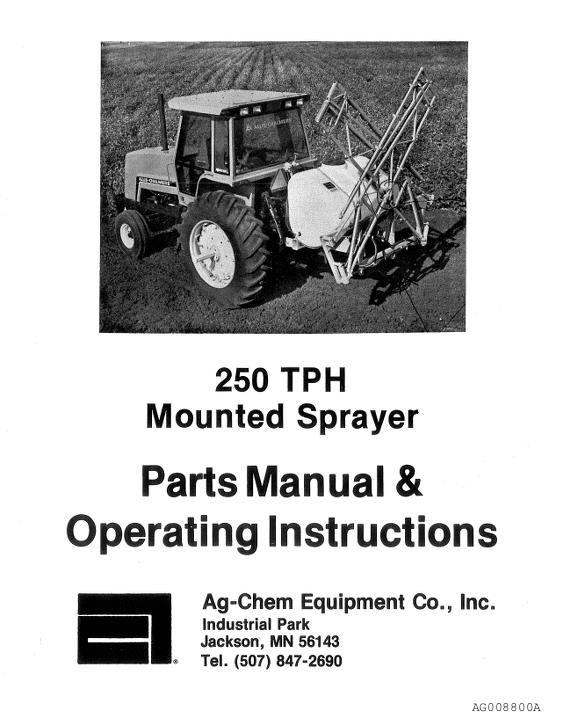 AGCO 250 TPH Mounted Sprayer (includes setup) Parts Book AG008800A English