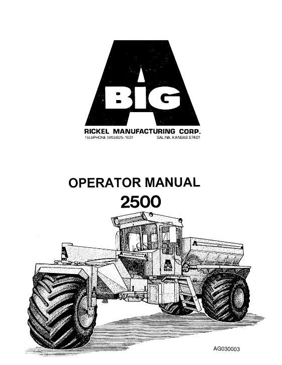 AGCO 2500 Big A Applicator (chassis, 1976) Operator Manual AG030003 English