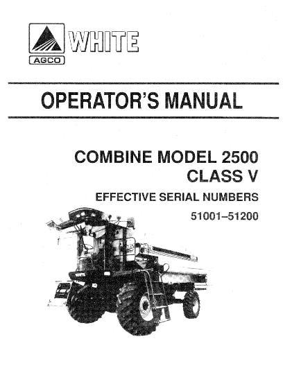 AGCO 2500 Combine Operator Manual 71367126 English