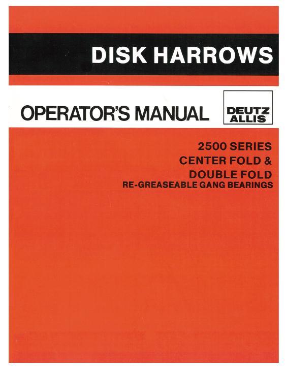 AGCO 2500 Disc (folding, eff sn 3015) Operator Manual 71509119 English