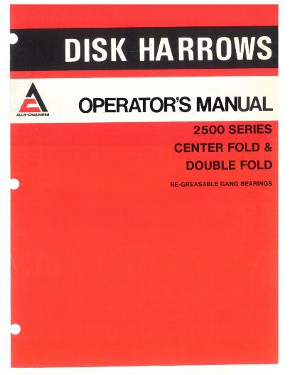 AGCO 2500 Disc (folding, prior sn 3015) Operator Manual 71505385 English