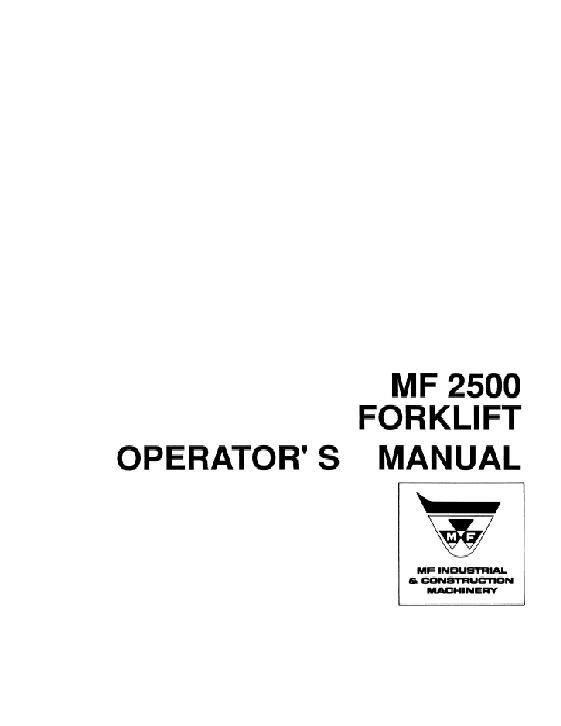 AGCO 2500 Forklift (Continental gas) Operator Manual 690758M2 English