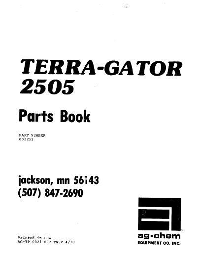 AGCO 2505 TerraGator (chassis) Parts Book AG002252 English