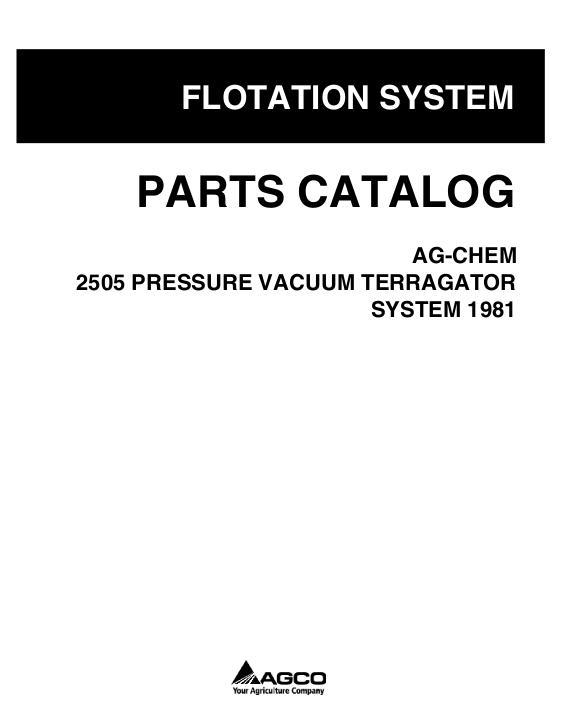 AGCO 2505 TerraGator (pressure vacuum system, 1981) Parts Book AG005666D English