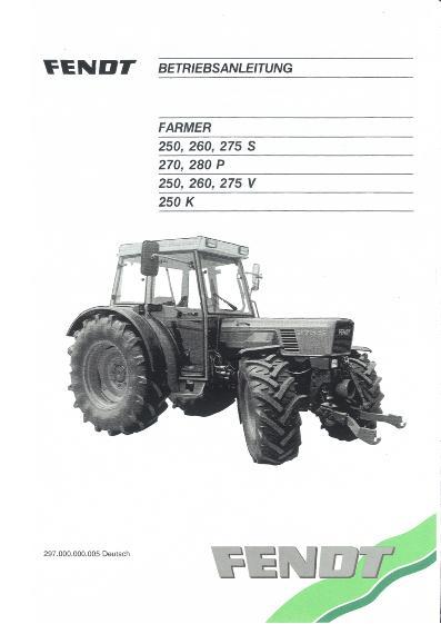 AGCO 250S 260S 275S 270P 280P 250V 260V 275V 250K Operator Manual 72407082 German