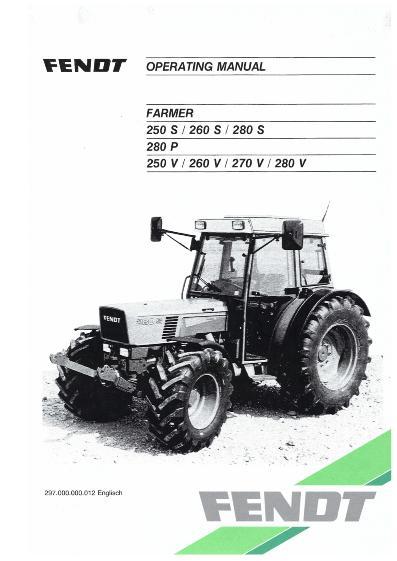 AGCO 250S to 280S, 280P, 250V to 280V Tractor (sn 7001 & up) Operator Manual 72317830 English