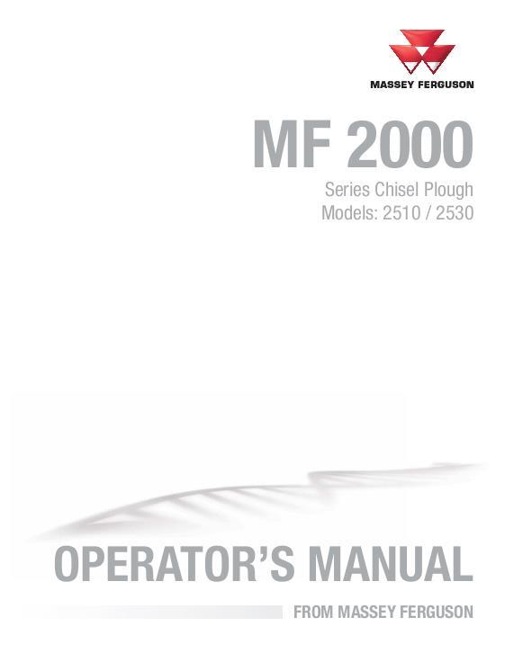 AGCO 2510 2530 Chisel Plow Operator Manual 9971422MFA English
