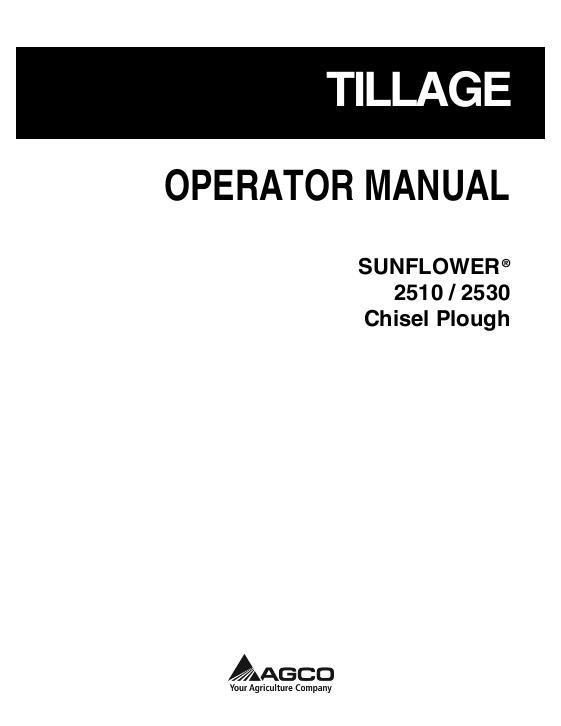 AGCO 2510 2530 Chisel Plow Operator Manual 9971422SNA English