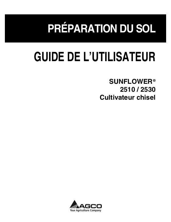 AGCO 2510 2530 Chisel Plow Operator Manual 9971435SNA French