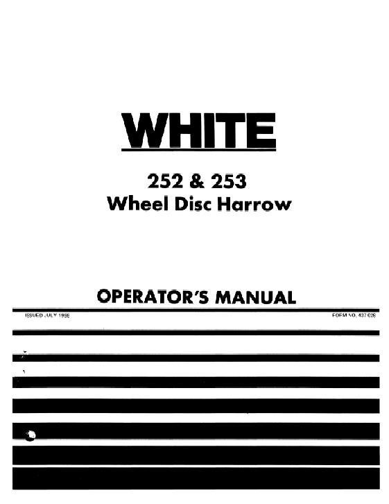 AGCO 252 253 Disc Harrow Operator Manual W437028 English