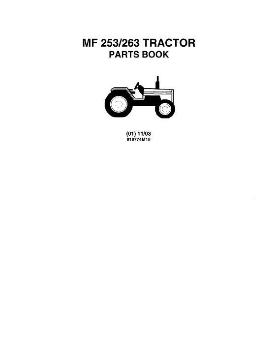 AGCO 253 263 Tractor Parts Book 819774M15 Multiple