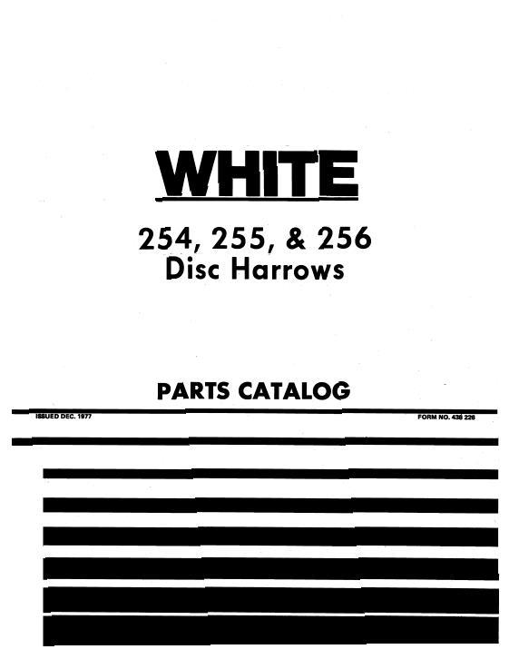 AGCO 254 255 256 Disc Harrow Parts Book W438226 English
