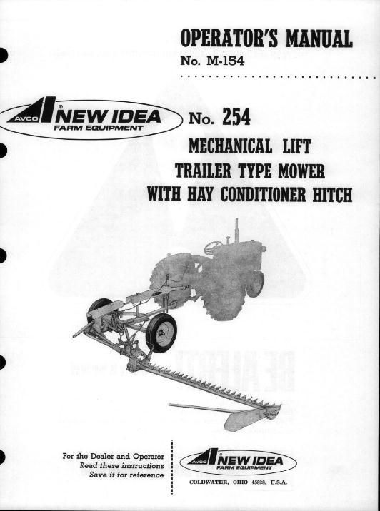 AGCO 254 Mower (trailer type, incl parts) Operator Manual 985585 English