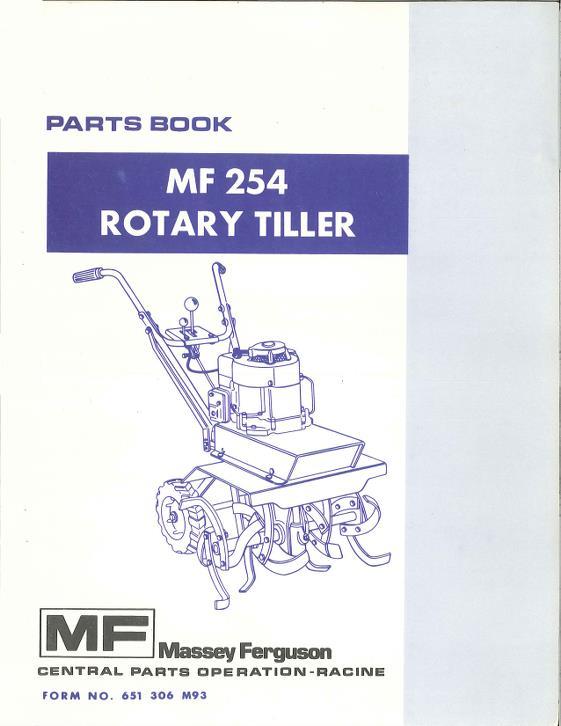 AGCO 254 Rotary Tiller Parts Book 651306M93 English