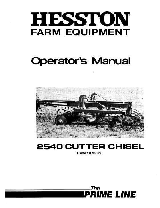 AGCO 2540 Cutter Chisel (prior sn 00601, 1982-83) Operator Manual 700705326 English