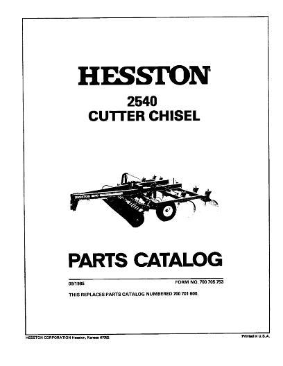 AGCO 2540 Cutter Chisel (prior sn 00601, 1982-83) Parts Book 700705753 English