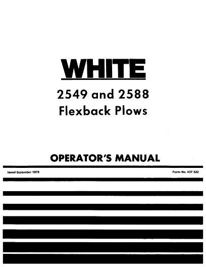 AGCO 2549 2588 Flexback Plow Operator Manual W437222 English