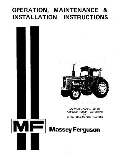 AGCO 255 265 275 285 Tractor Accessory Cab (code 1635938) Operator Manual 1448730M2 English