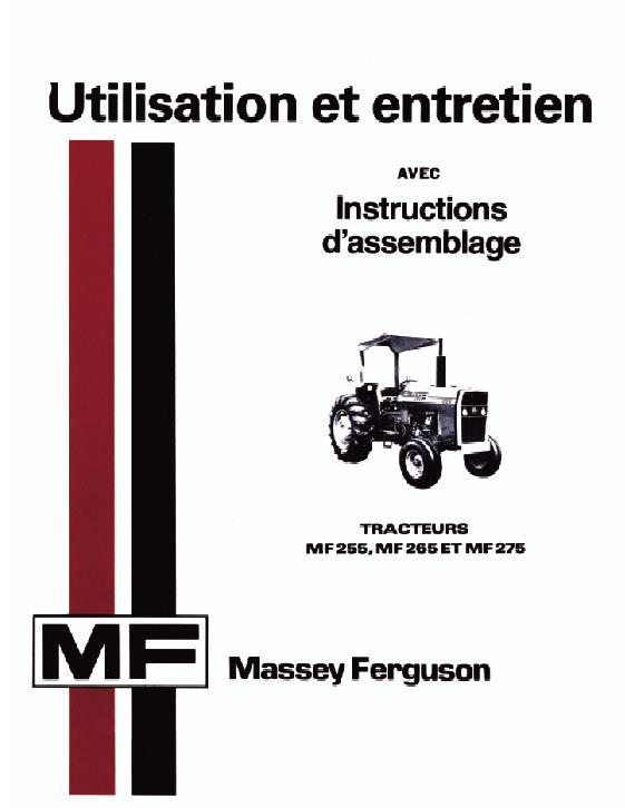 AGCO 255 265 275 Tractor (prior to sn 9A349200) Operator Manual 1448326F6 French