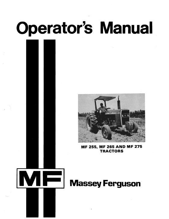 AGCO 255 265 Tractor (gas engine) Operator Manual 1448326M4 English