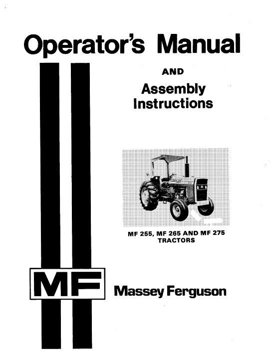 AGCO 255 (A4.236 dsl) 265 275 (dsl) Tractor (prior sn 9A349200) Operator Manual 1448326M8 English