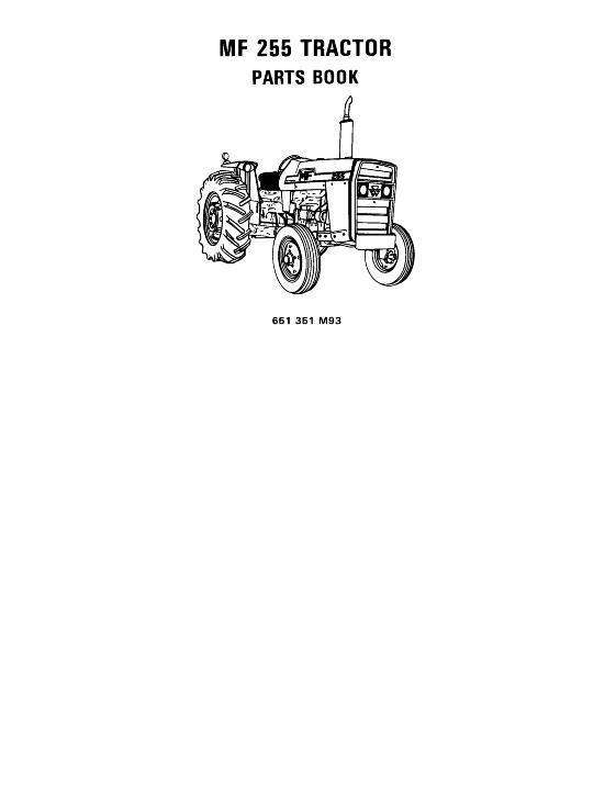 AGCO 255 Tractor (A4.203 dsl, A4.236 dsl, 255 gas) Parts Book 651351M93 English