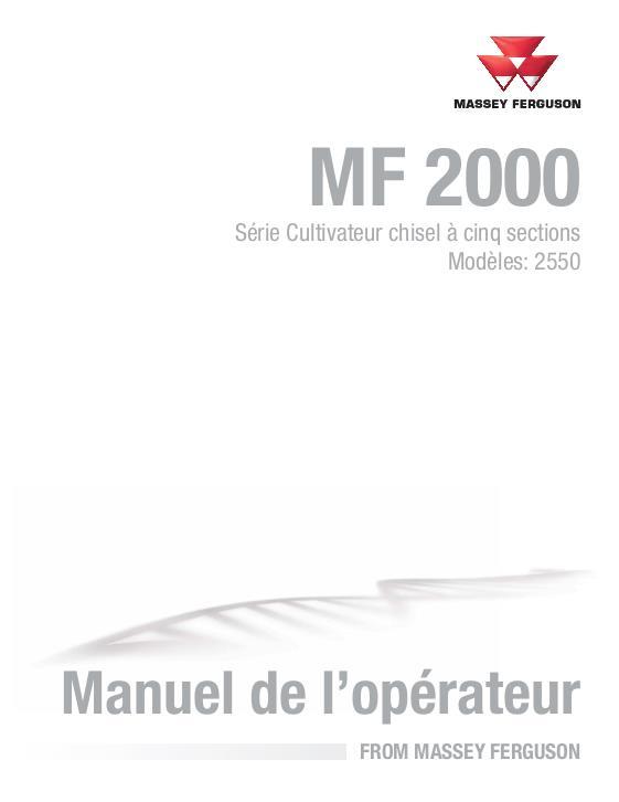 AGCO 2550 Chisel Plow (five section) Operator Manual 9971459MFA French