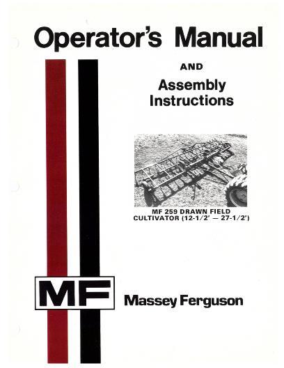 AGCO 259 Cultivator (pull-type, 12.5 ft - 27.5 ft) Operator Manual 1448435M1 English