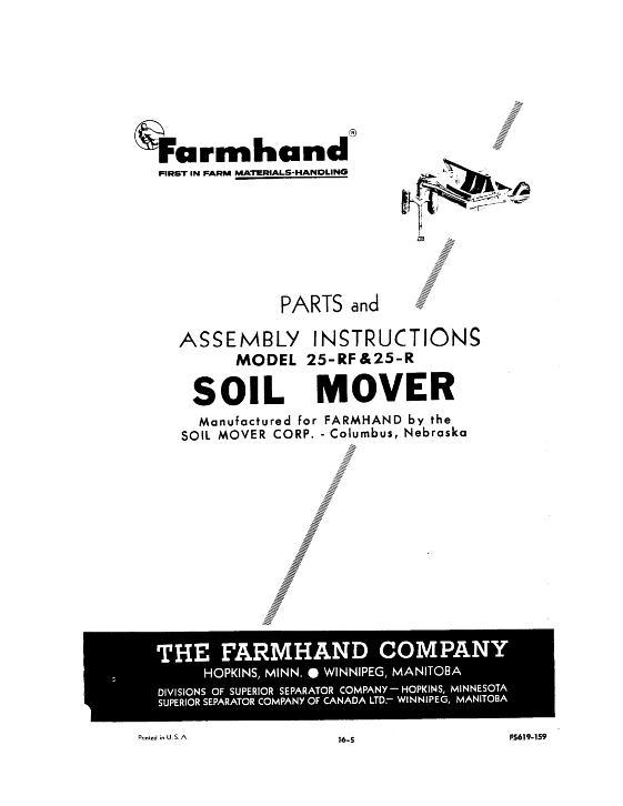 AGCO 25R 25-RF Soil Mover (1959) Operator Manual FS619159 English