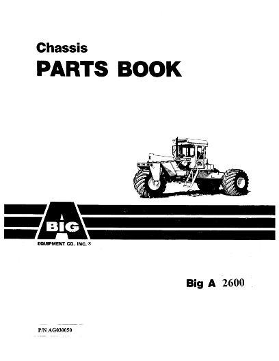 AGCO 2600 2600A Big A Applicator (chassis, 3 - wheel) Parts Book AG030050 English