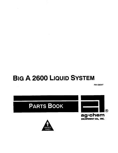 AGCO 2600 Big A Applicator (liquid system) Parts Book AG030047 English